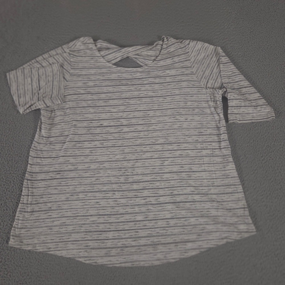 J. Jill Top Women 2X Gray Jill Fit Twist-Back Tunic Space Dye Cotton Striped